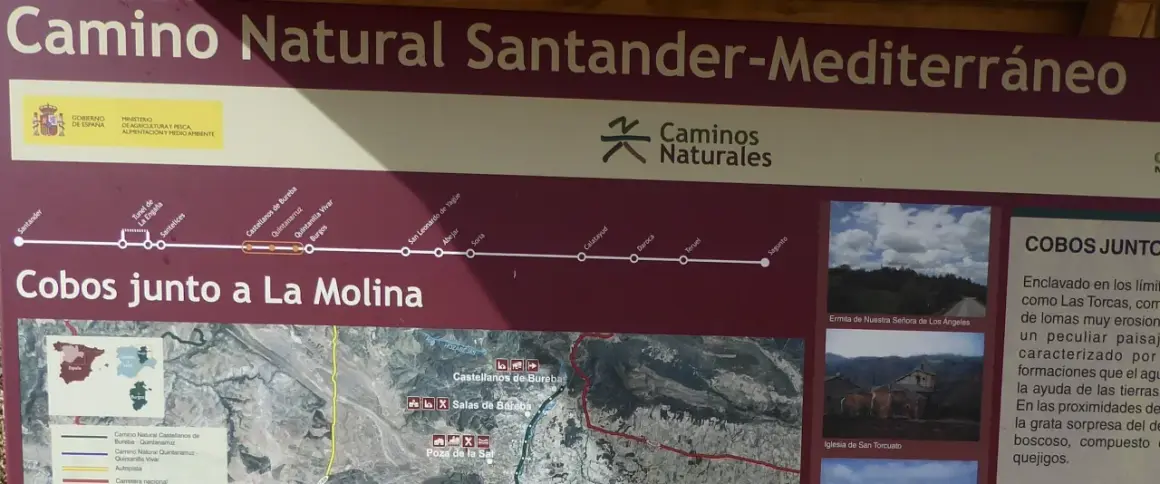 Ruta del Camino Natural Santander-Mediterráneo, con parada en Cobos junto a La Molina.