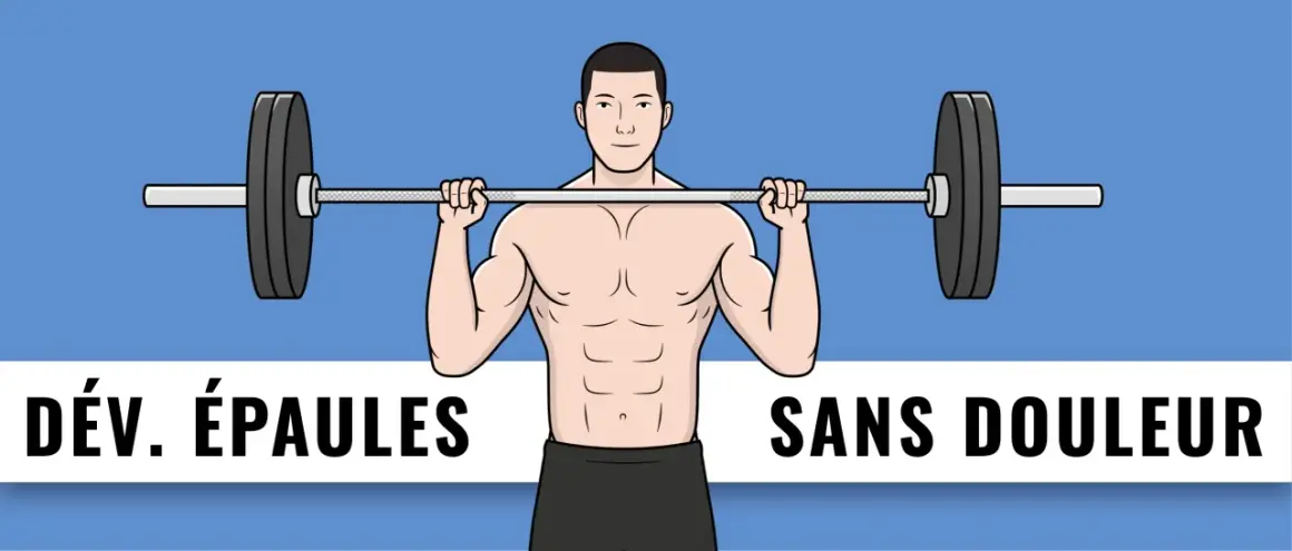 Un homme musclé soulève une barre avec des poids, développant son muscle épaule sans douleur.