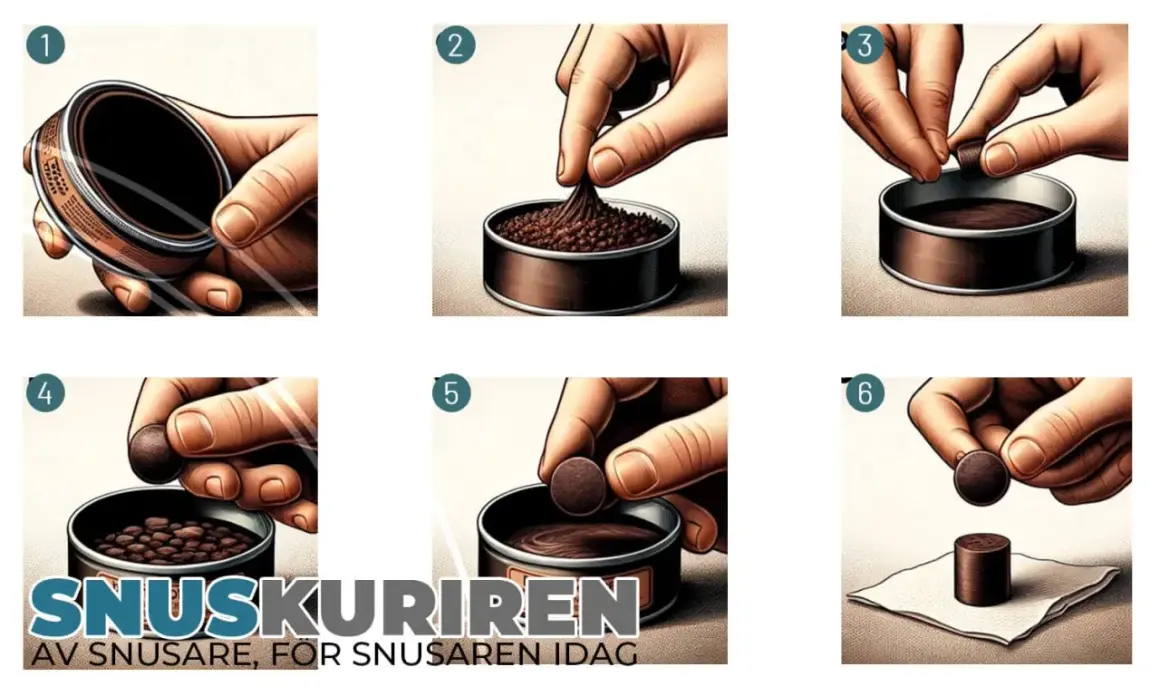 Steg-för-steg-guide som visar hur snusar man. Från dosa till prilla, enkel instruktion för alla.