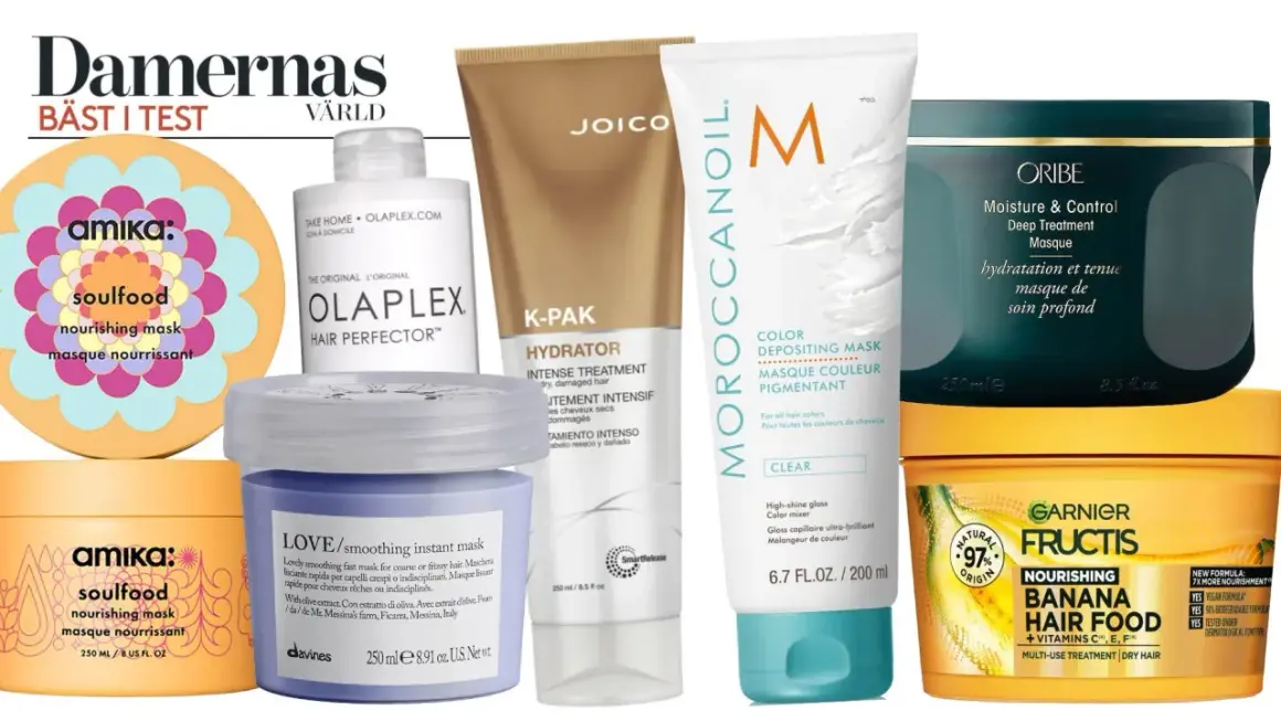 Här är en samling hårmasker för hemmabruk, inklusive märken som Amika, Olaplex, Joico, Moroccanoil, Oribe och Garnier Fructis.