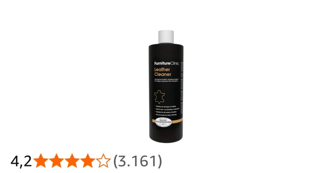 Flasche "Leather Cleaner" von FurnitureClinic. Ideal, um hartnäckigen Schmutz und Wachs aus Leder zu entfernen.