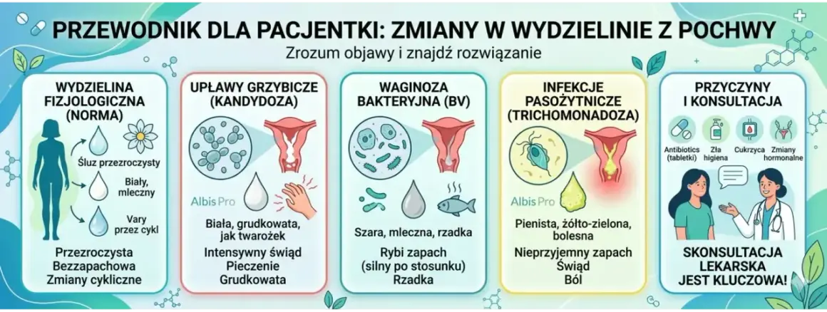 Przewodnik po zmianach w wydzielinie z pochwy: normy, grzybica, waginoza, infekcje pasożytnicze i przyczyny. Konsultacja lekarska jest kluczowa!