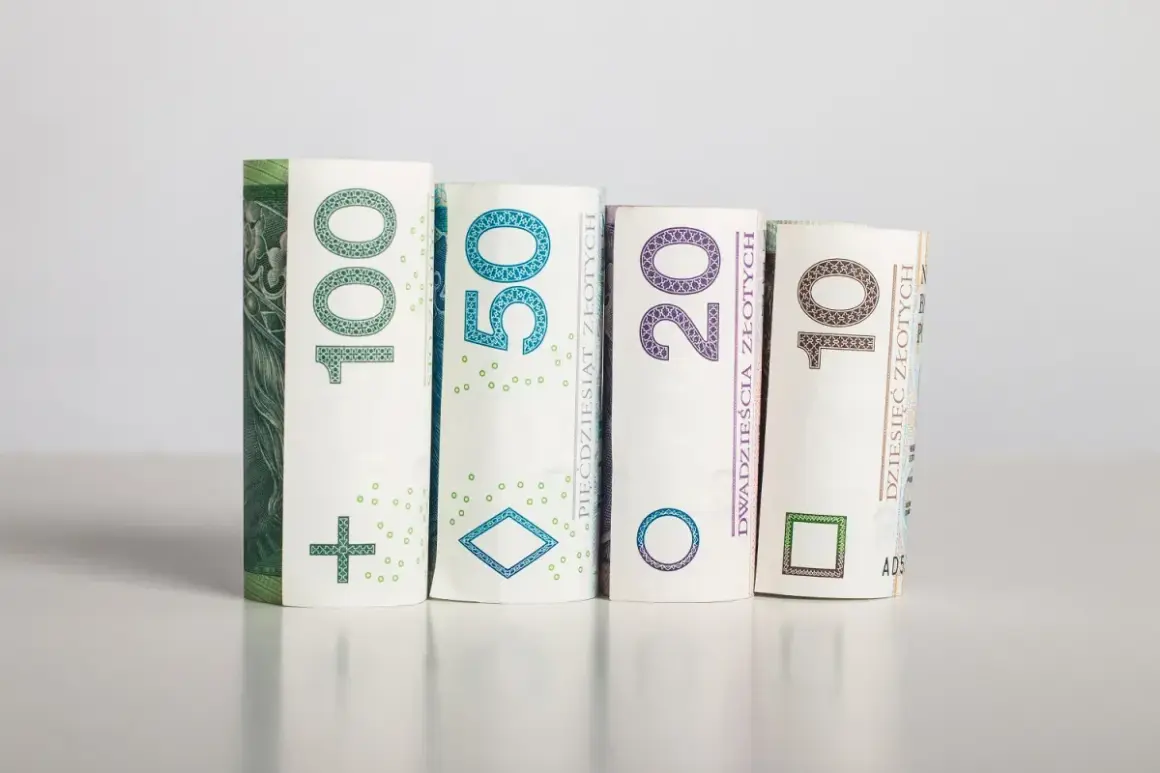 Zrolowane banknoty 100, 50, 20 i 10 złoty symbolizują potencjalną rentowność inwestycji.