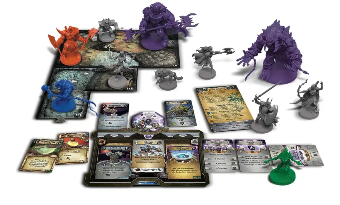 Figuren und Karten für ein episches Sword & Sorcery Abenteuer. Monster, Helden und magische Artefakte warten auf dich!