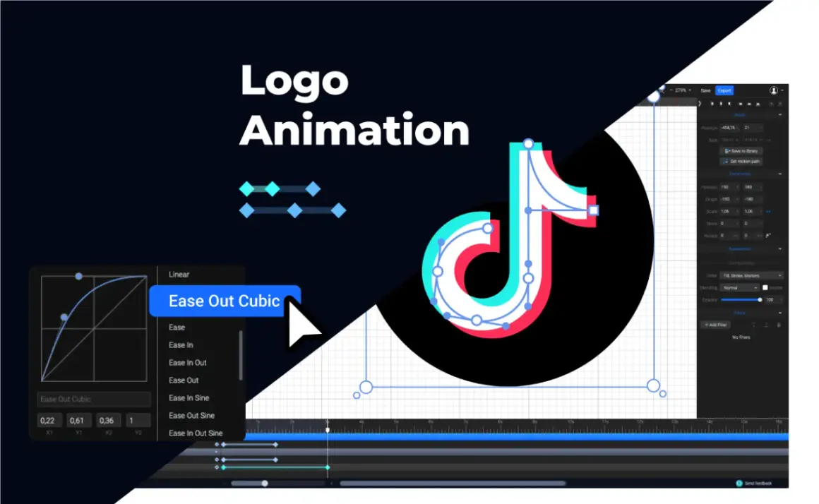 Learn how to create a smooth logo animation, like this TikTok-inspired one, using easing curves like "Ease Out Cubic" in this tutorial.