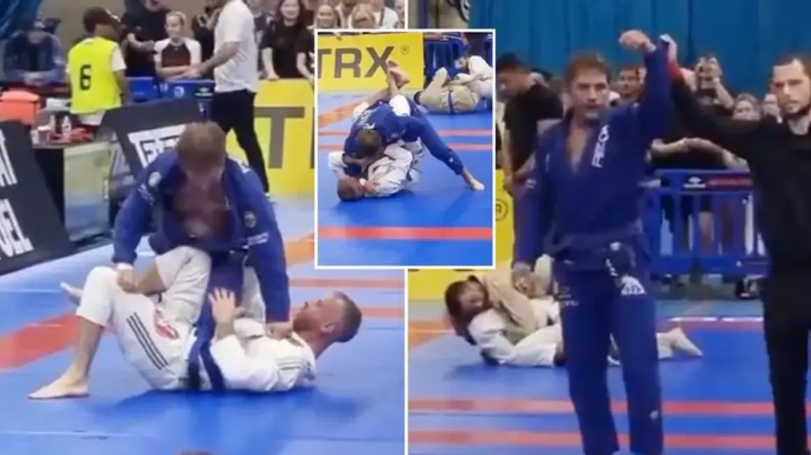 Tom Hardy i jiu jitsu. Skådespelaren tävlar i blå gi, visar upp sina färdigheter på mattan.