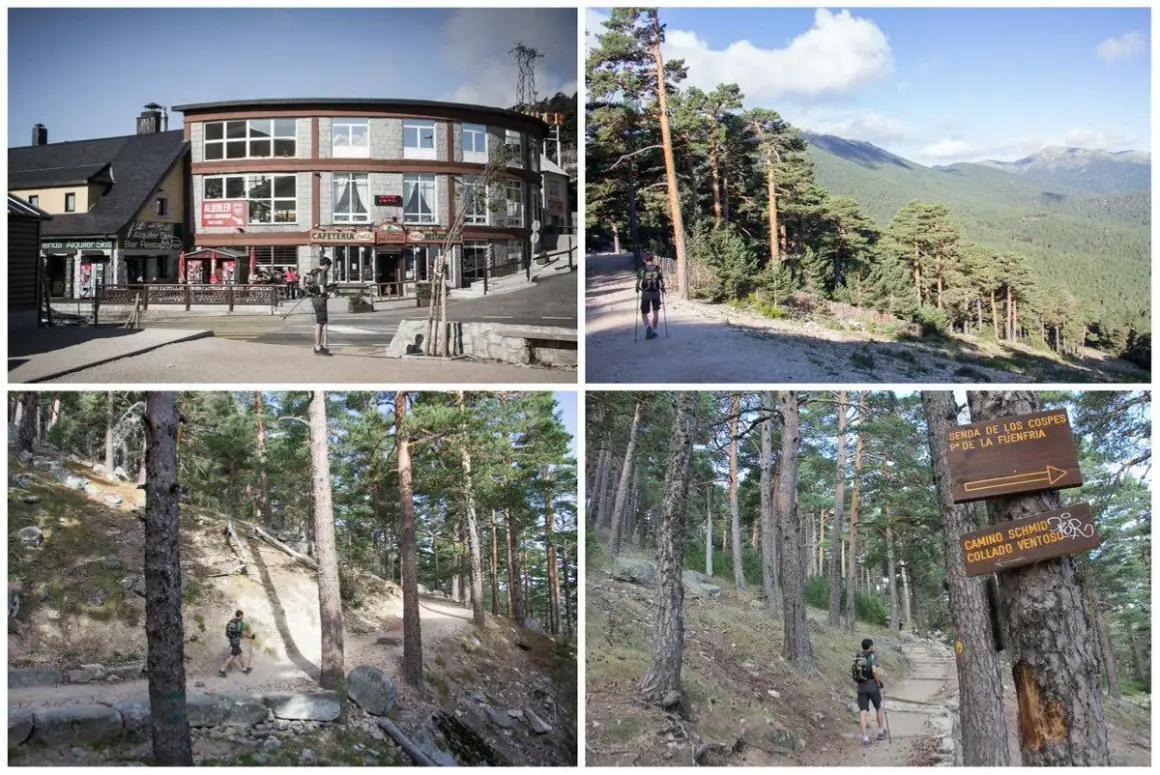 Senderismo en la ruta Siete Picos. Paisajes de montaña y bosques de pinos.