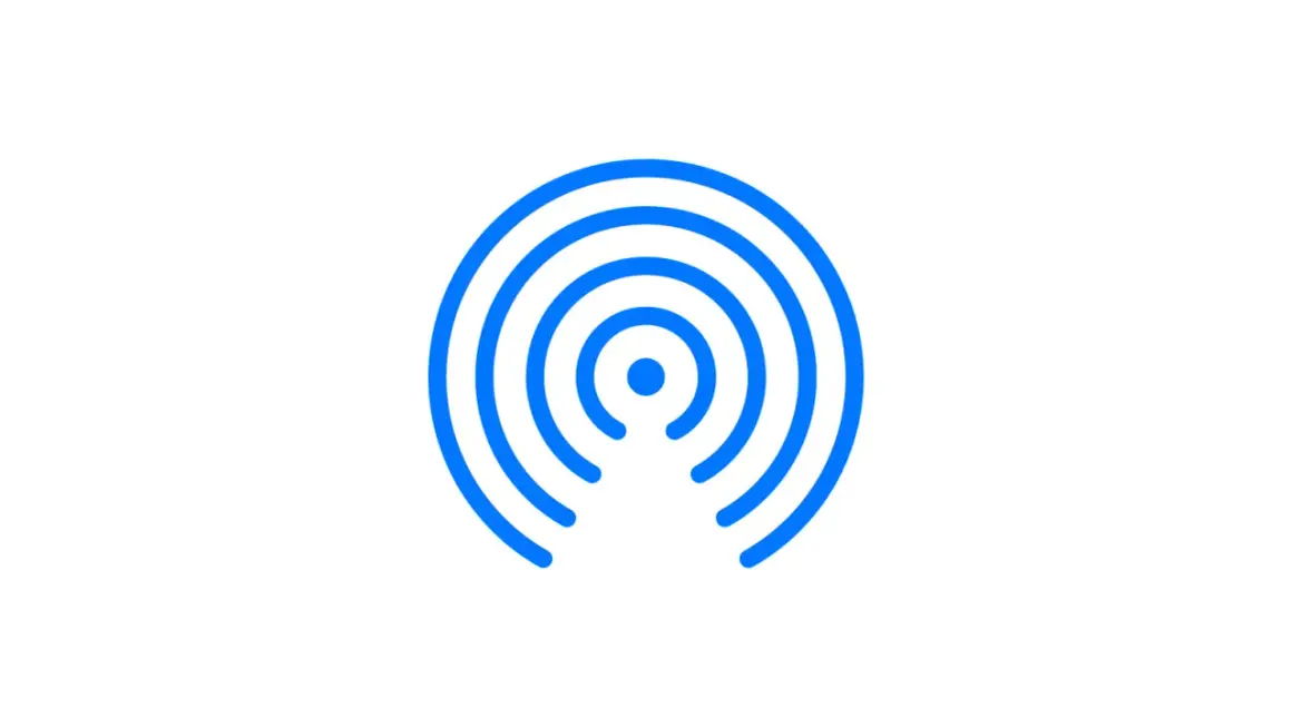 Ikona AirDrop. Symbolizuje bezprzewodowe udostępnianie plików. Airdrop co to? To funkcja Apple.