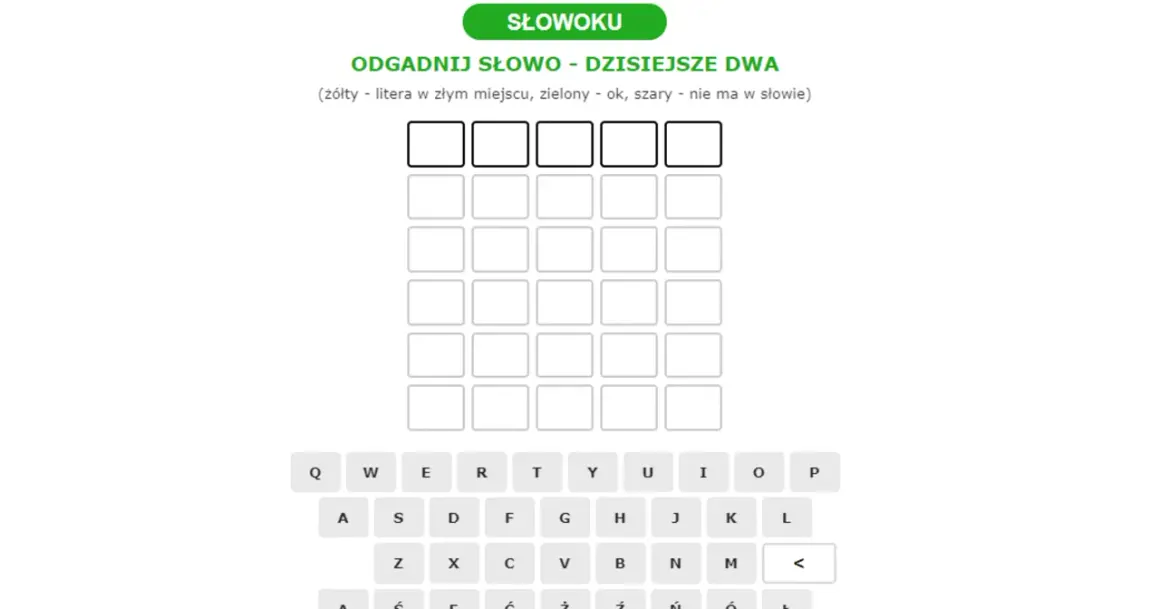 Gra "Odgadnij słowo" w stylu kurnik uno. Puste pola czekają na litery, a klawiatura pod spodem pomoże w zgadywaniu.