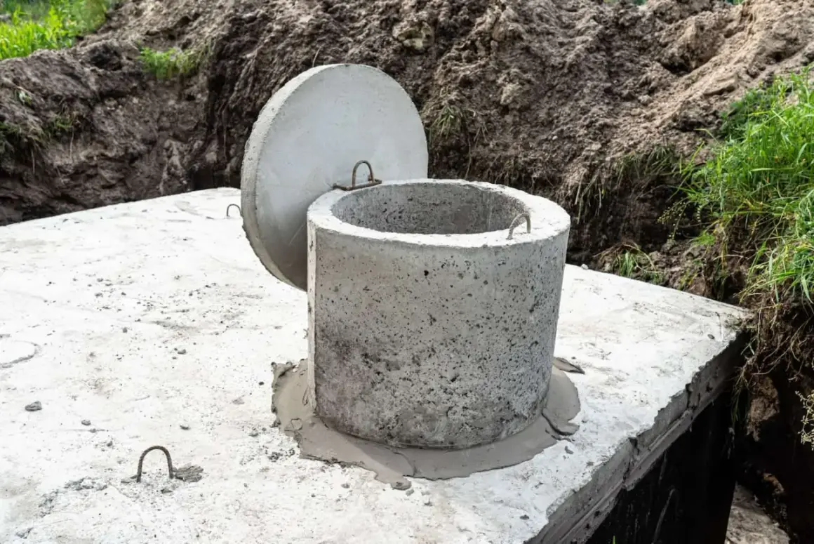 Betonowy zbiornik na deszczówkę, gotowy do montażu. Pytanie, ile od granicy działki można go umieścić, jest kluczowe.