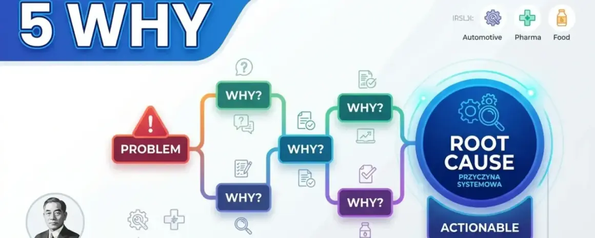 Metoda 5 WHY do dogłębnej analizy problemu. Identyfikacja przyczyny systemowej i działań.