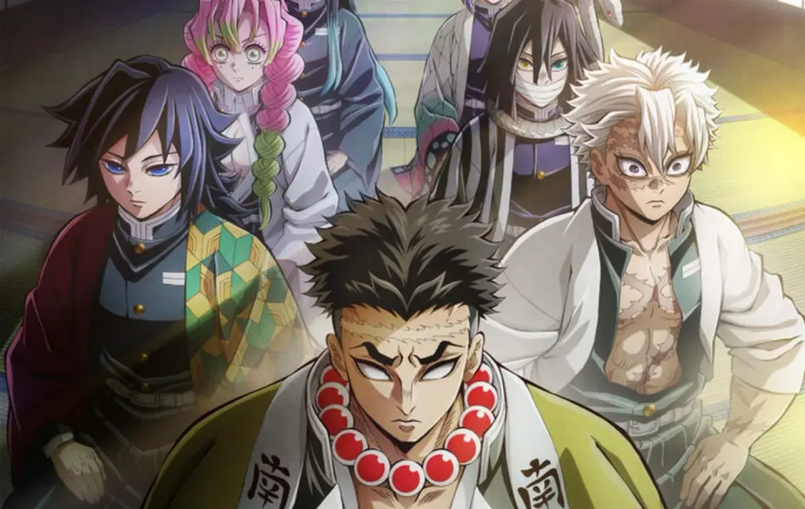 Die Säulen von Demon Slayer Staffel 4 versammeln sich, bereit für den Kampf.