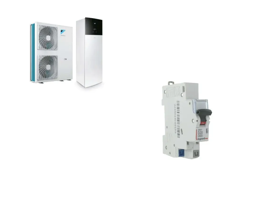 Pompe à chaleur Daikin et disjoncteur différentiel type A ou AC Legrand, essentiels pour la sécurité de votre installation.