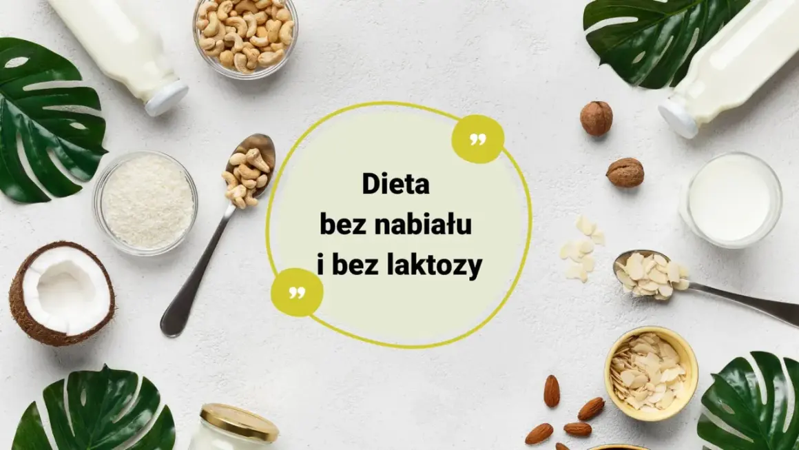 Dieta bez nabiału i laktozy to zdrowy wybór. Na zdjęciu: mleko roślinne, orzechy, wiórki kokosowe, migdały, orzechy nerkowca.