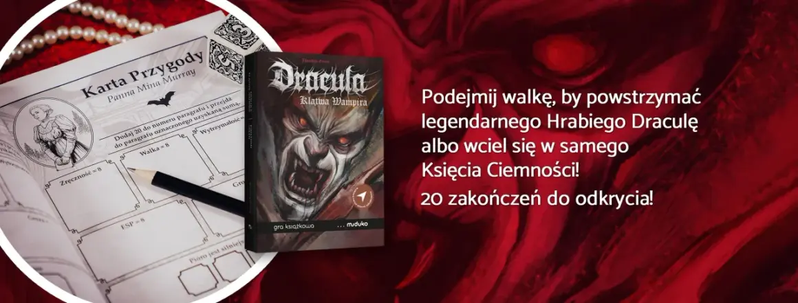 Karta Przygody Panny Miny Murray z gry "Dracula: Klątwa Wampira". Podejmij walkę z Hrabia Draculą lub wciel się w Księcia Ciemności!