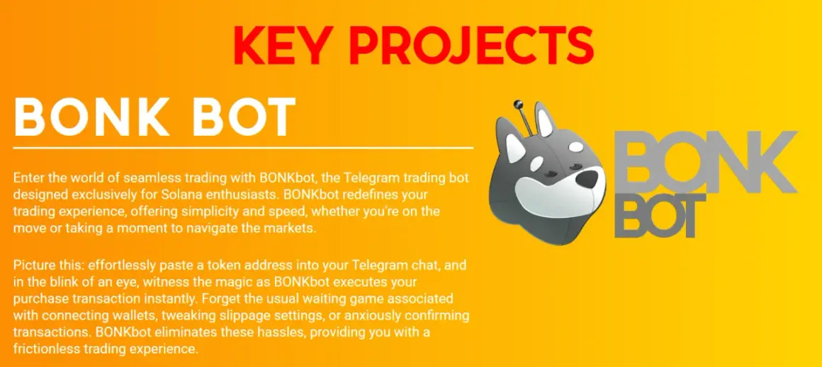 BONK Bot to bot do handlu na Telegramie dla entuzjastów Solana. Ułatwia transakcje kryptowalutowe, odpowiadając na pytanie: co to jest kryptowaluta bonk.