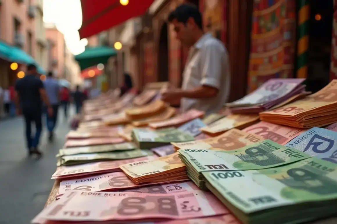 Stoisko z banknotami na targu. Czy to maroko euro czy dolary? Sprzedawca liczy pieniądze.