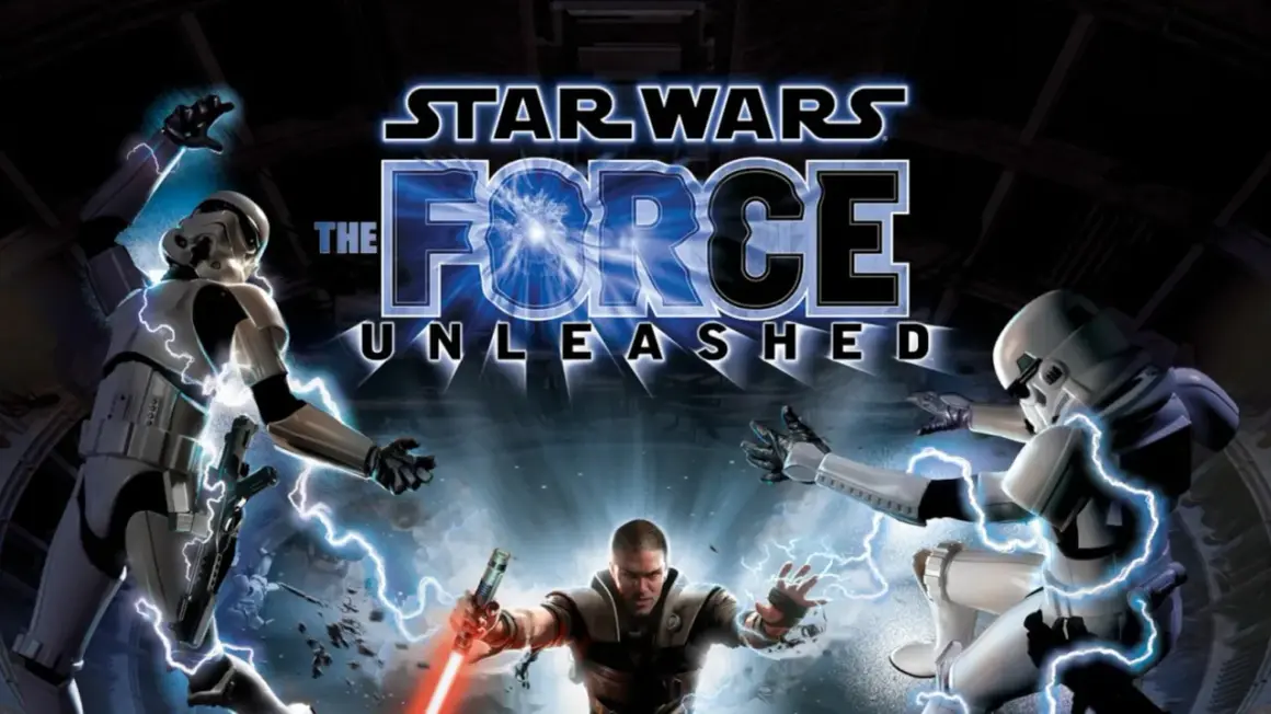 Starkiller entfesselt die Macht gegen Sturmtruppler im **Star Wars: The Force Unleashed PS4** Artwork.