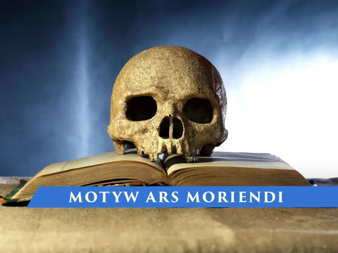Czaszka na starym opasłym tomie, symbolizująca obraz śmierci w średniowieczu i sztukę umierania (Ars Moriendi).