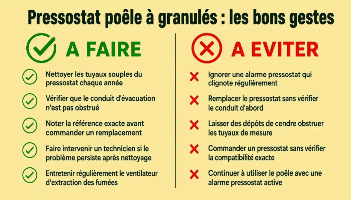 Conseils pour le pressostat de poêle à granulés : à faire et à éviter. Évitez le mauvais tirage poêle à granule en suivant ces gestes.