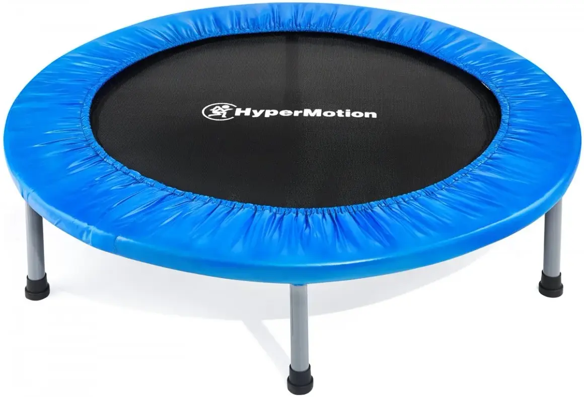 Niebieska mini trampolina HyperMotion. Czy trampolina jest zdrowa dla dzieci? Tak, to świetna zabawa i aktywność fizyczna!