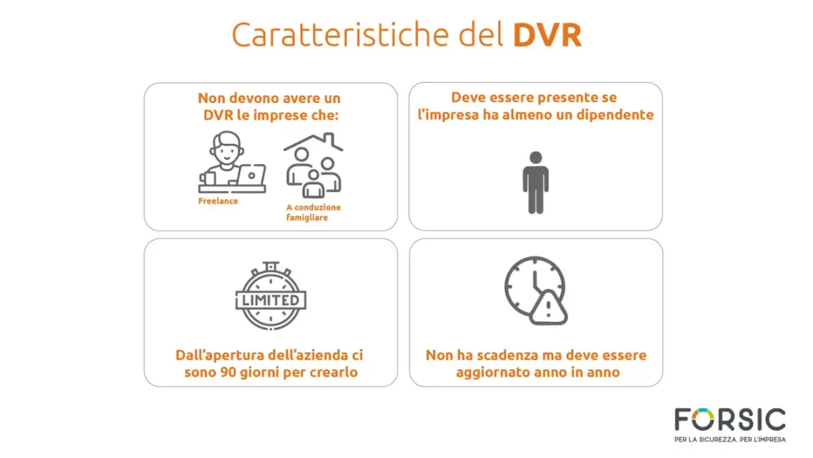Il documento di valutazione dei rischi (DVR) non è richiesto per freelance o aziende familiari. È obbligatorio con almeno un dipendente e va creato entro 90 giorni dall'apertura.