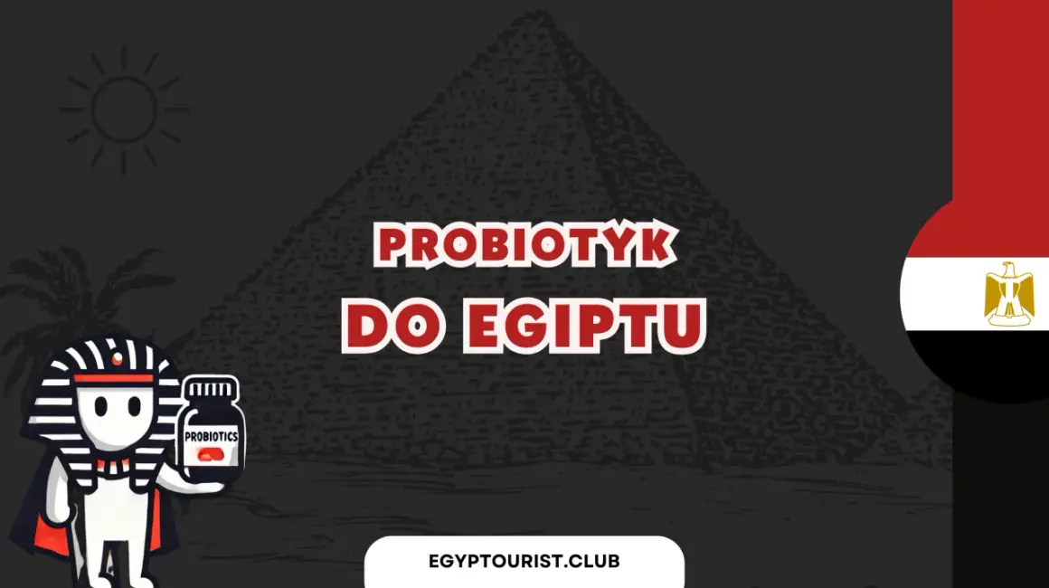 Faraon trzyma buteleczkę probiotyków. Zastanawiasz się, jaki probiotyk przed wyjazdem do Egiptu będzie najlepszy?