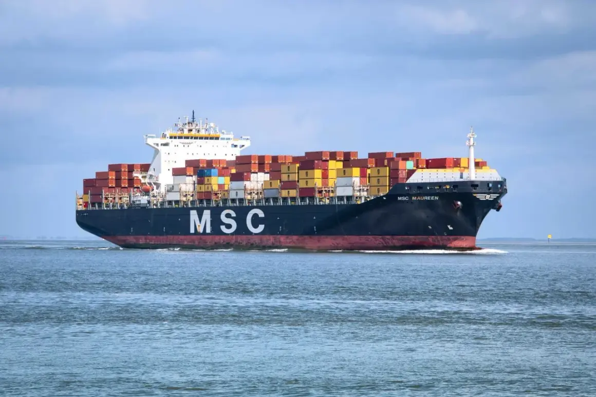 La nave portacontainer MSC Maureen solca le acque, un esempio della movimentazione globale che definisce la posizione navi mediterraneo.