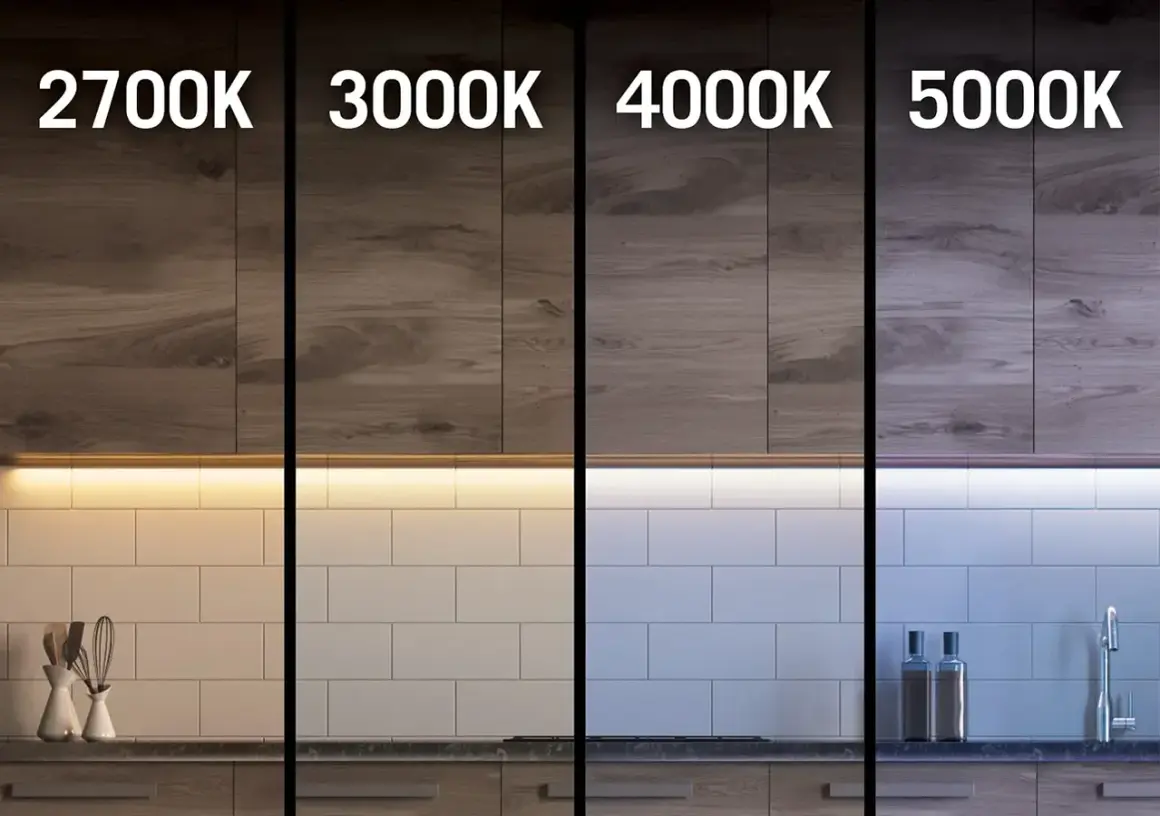 Porównanie barwy światła: 2700K, 3000K, 4000K, 5000K. Jaka barwa światła do przedpokoju? Ciepłe, neutralne i zimne odcienie.
