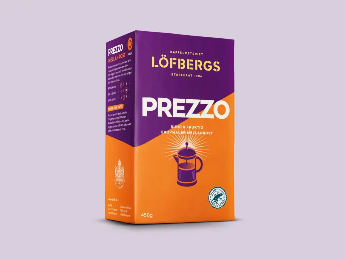 Löfbergs Prezzo mellanrost, 450g. Perfekt för kaffepress. En rund och fruktig smak.