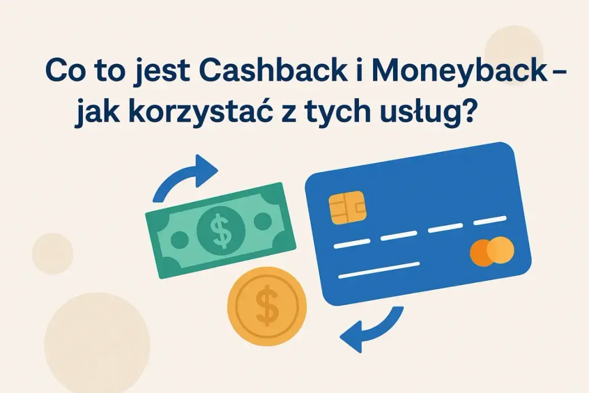Karta płatnicza, banknot i moneta symbolizują zwrot pieniędzy. Dowiedz się, jak działa cashback i moneyback.