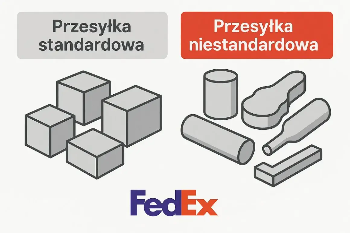 FedEx przesyłki międzynarodowe: standardowe paczki sześcienne vs. niestandardowe kształty.