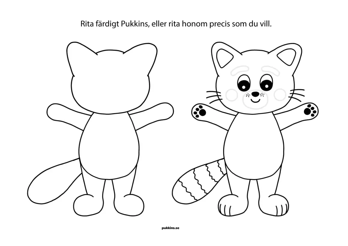 Två teckningar av en räv. En är tom att färglägga, den andra är färdig. Gratis schabloner att skriva ut för att rita.