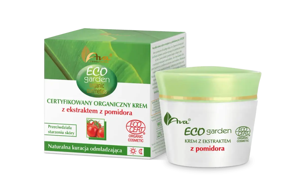 Ava Laboratorium Eco Garden, certyfikowany organiczny krem na dzień z ekstraktem z pomidora. Naturalna kuracja odmładzająca.