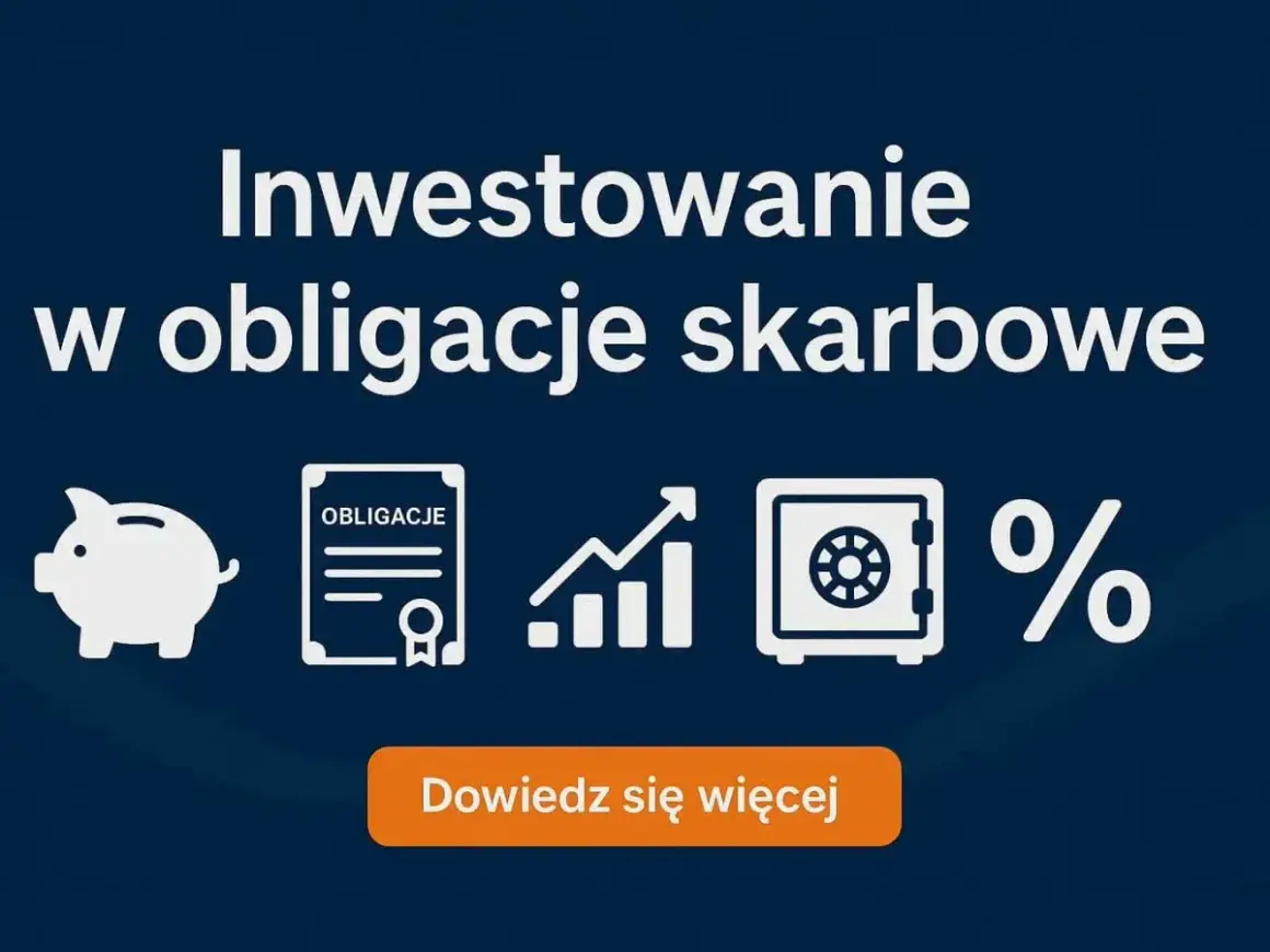 Dowiedz się, czym są obligacje skarbowe. Ikony: skarbonka, dokument, wykres wzrostu, sejf, znak procentu.