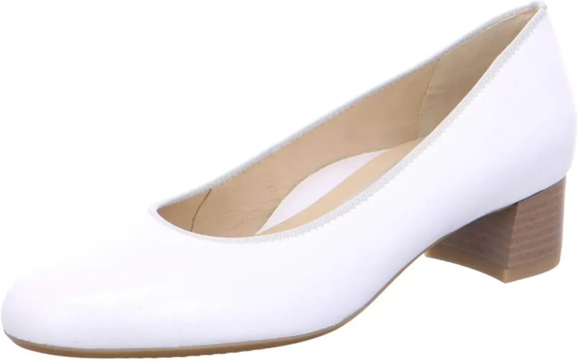 Eleganti scarpe bianche con tacco in legno, perfette per ogni occasione. Le scarpe Vincenza sono un must-have per un look raffinato.