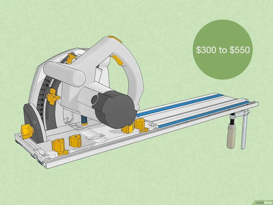 A circular saw with a track system, capable of cutting tile, priced between $300 and $550.
