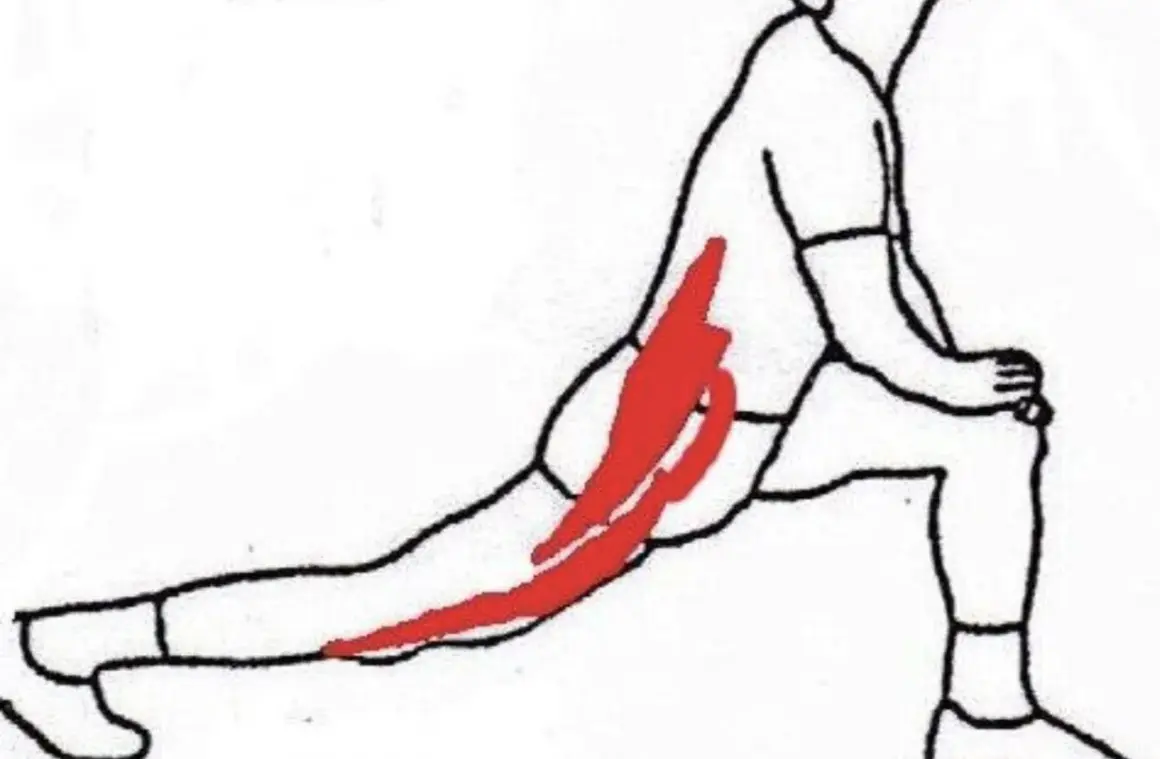Illustration d'un homme en position d'étirement, mettant en évidence l'exercice hanche.