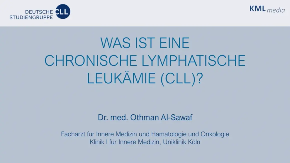 Präsentation über chronische lymphatische Leukämie (CLL). Erläutert die Krankheit und mögliche Anzeichen im Endstadium.