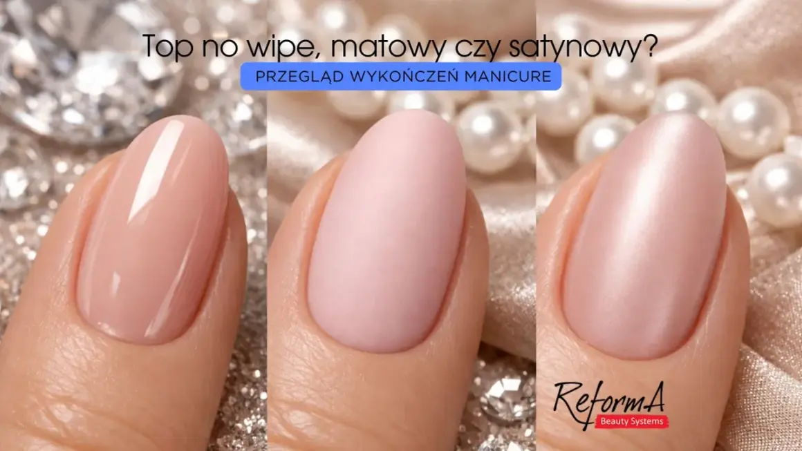Trzy rodzaje wykończenia manicure: błyszczący, matowy i satynowy.