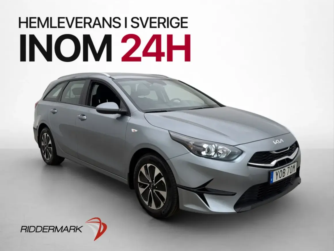 Grå Kia Ceed SW, perfekt för en begagnad bil-test. Hemleverans inom 24h i Sverige.