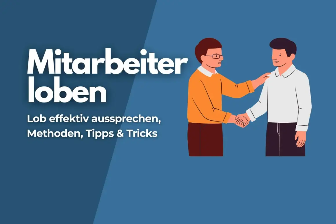Mitarbeiter loben: Ein Mann legt seinem Kollegen anerkennend die Hand auf die Schulter und schüttelt ihm die Hand.