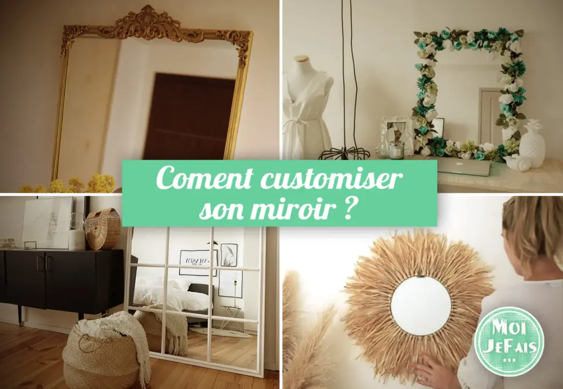 Idées pour relooker un encadrement miroir fait maison : floral, bohème, ou classique.