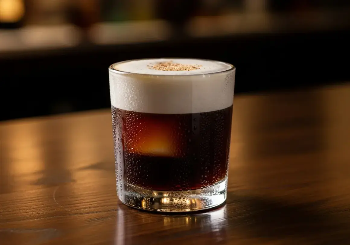 En Irish coffee utan farinsocker, med krämigt skum och en hint av kanel. Perfekt för en mysig stund.