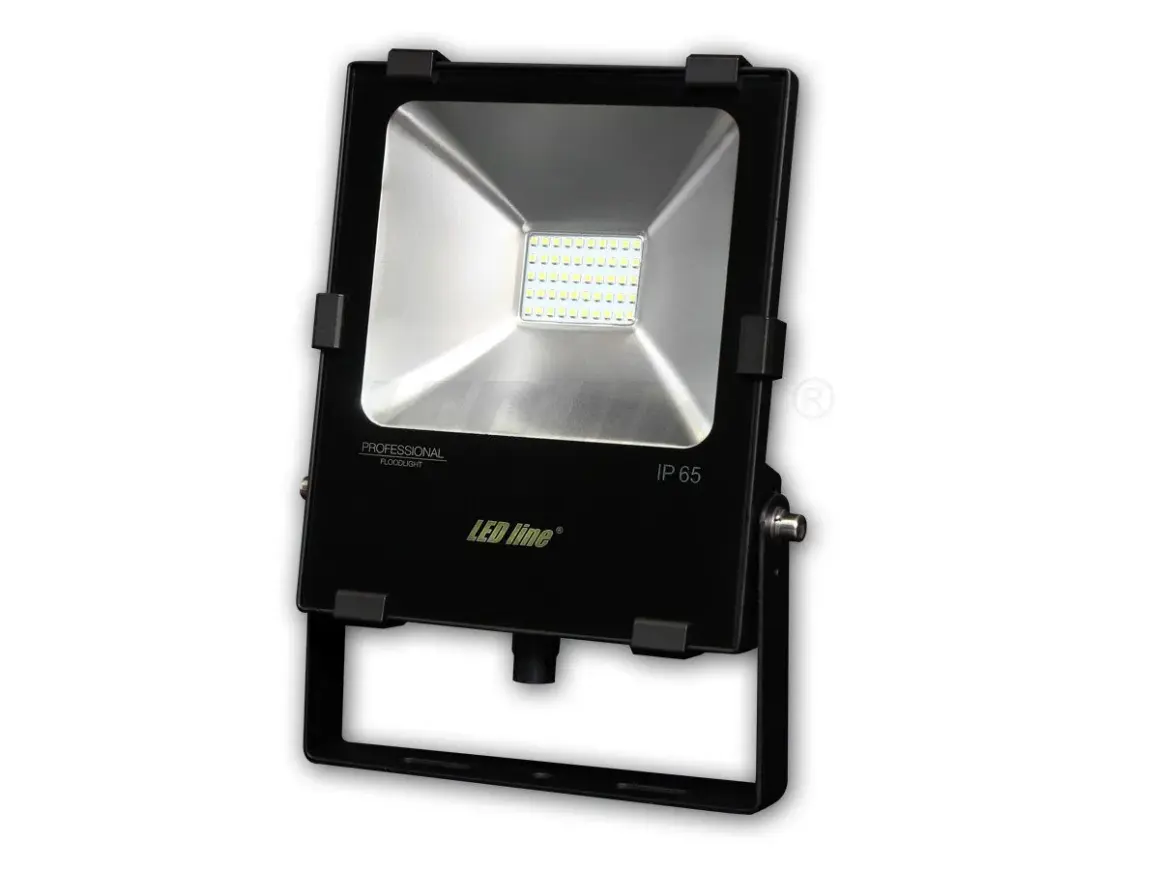Profesjonalny halogen na zewnątrz LED line, IP 65, czarny, z metalowym uchwytem. Idealny do oświetlenia posesji.