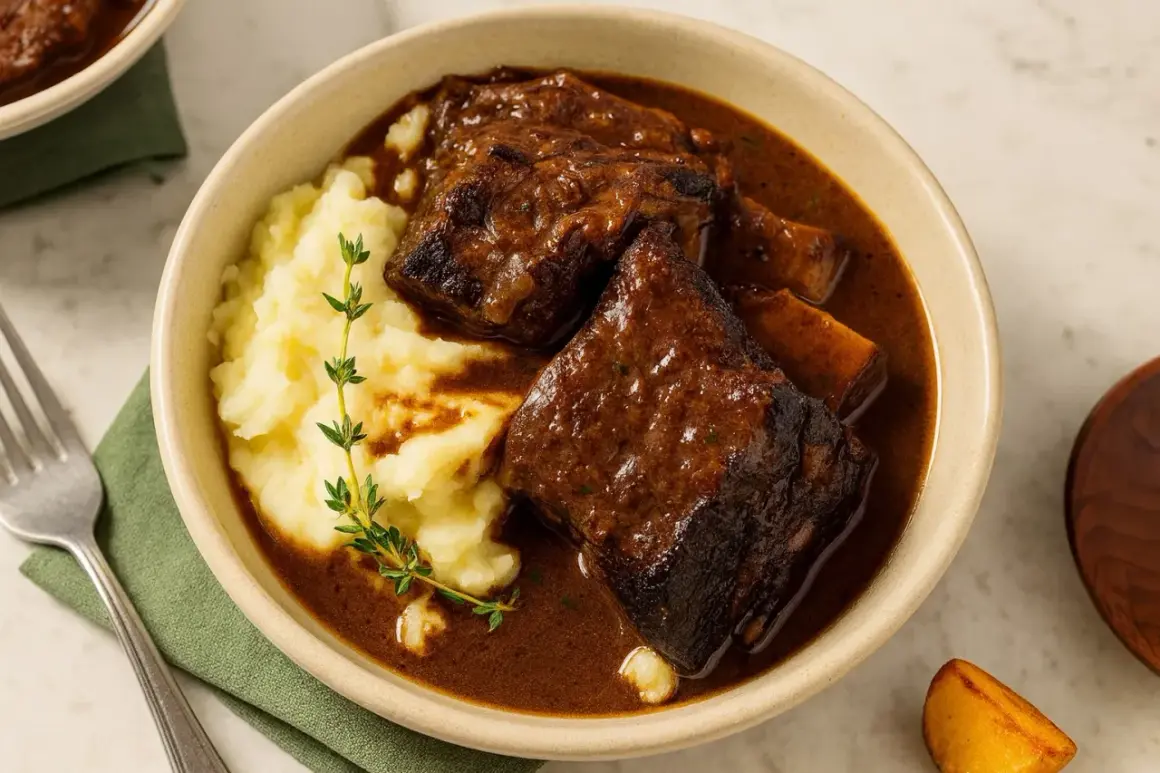 Schmorrippchen mit Kartoffelpüree, ein Klassiker, der auf keiner food pairing tabelle fehlen darf.