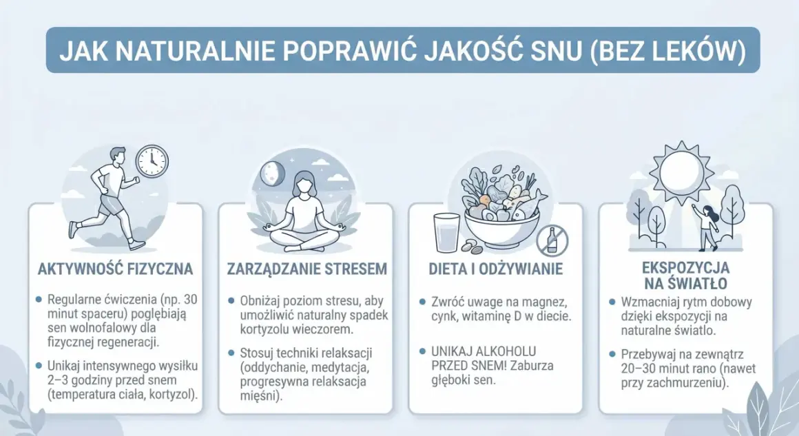 Aktywność fizyczna, zarządzanie stresem, dieta i światło pomagają zrozumieć, czym są sny i jak poprawić ich jakość.