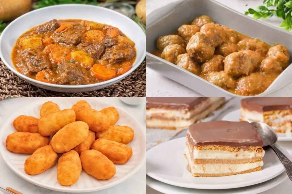 Guiso de carne, albóndigas, croquetas y pastel de chocolate. Un festín con recetas tradicionales de la abuela.