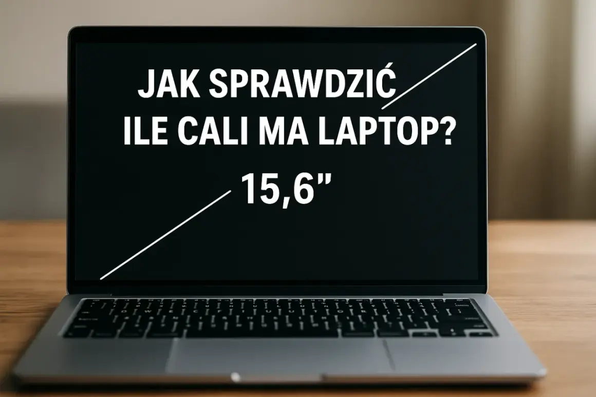 Jak sprawdzić ile cali ma laptop? Ekran pokazuje 15,6 cala.