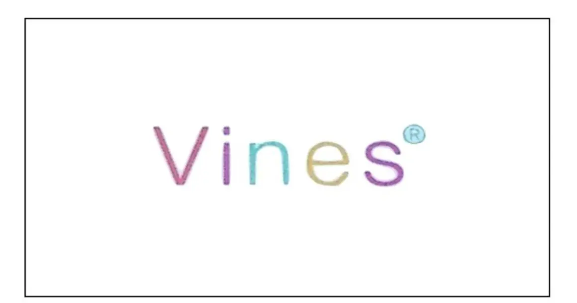 Kolorowe litery tworzą napis "Vines" z symbolem ®. Być może to nazwa suplementu, jak vines tabletki.